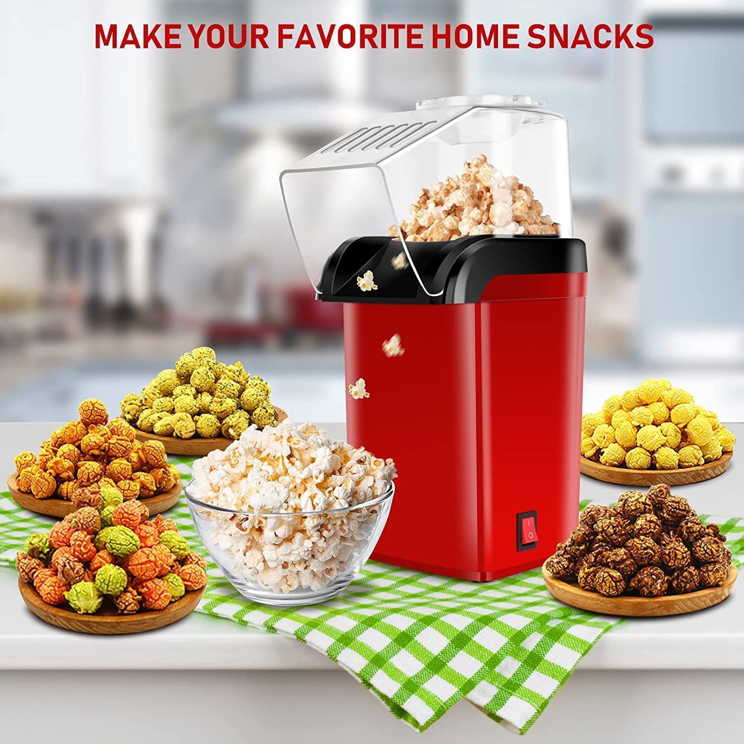 Electric Hot Air Popcorn Maker for Home