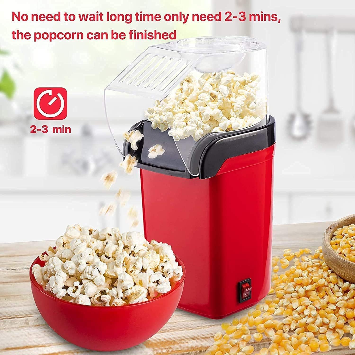 Electric Hot Air Popcorn Maker for Home