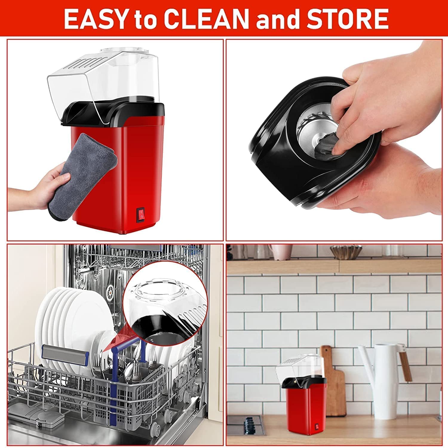 Electric Hot Air Popcorn Maker for Home