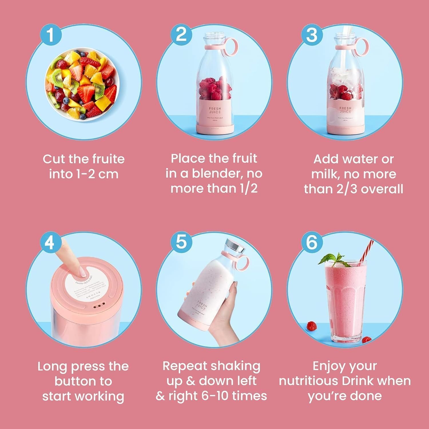 Portable Bottle Juicer & Blender Glass Jar